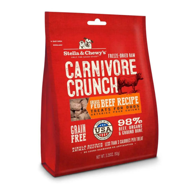 Stella & Chewy s Carnivore Crunch Grass-Fed Beef Recipe Freeze-Dried Dog Treats 3.25 oz Supply