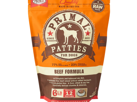 Primal Patties Beef Formula Frozen Raw Dog Food 6 lbs For Cheap