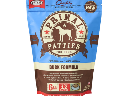 Primal Patties Duck Formula Frozen Raw Dog Food 6 lbs Online Sale