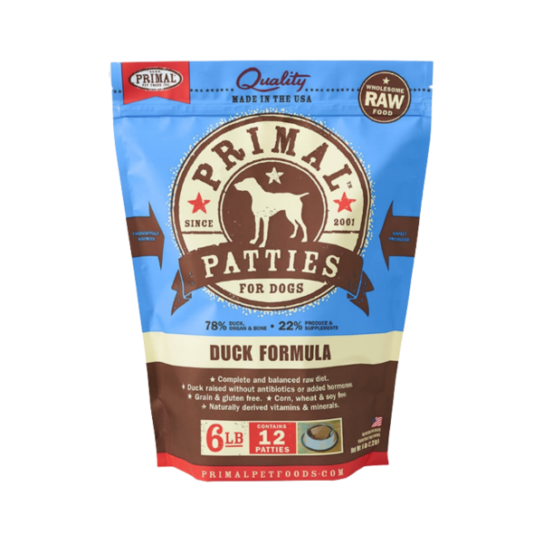 Primal Patties Duck Formula Frozen Raw Dog Food 6 lbs Online Sale