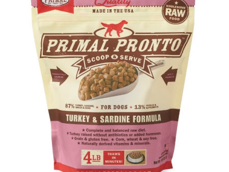 Primal Pronto Turkey & Sardine Formula Raw Frozen Dog Food 4lb on Sale