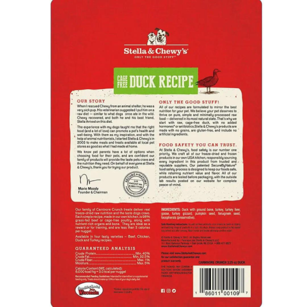 Stella & Chewy s Carnivore Crunch Cage-Free Duck Recipe Freeze-Dried Dog Treats 3.25 oz Online now