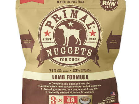 Primal Nuggets Lamb Formula Frozen Raw Dog Food 3 lbs Supply