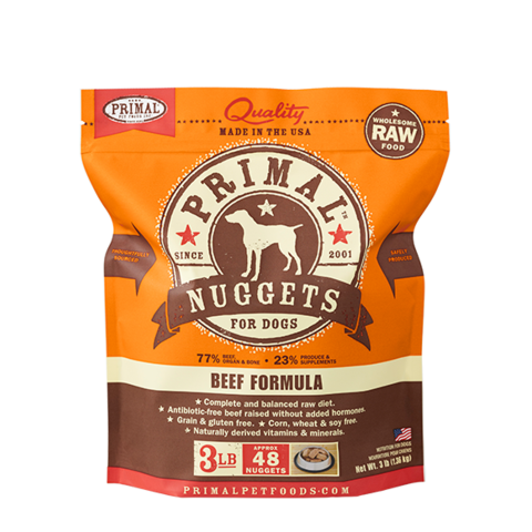 Primal Nuggets Beef Formula Frozen Raw Dog Food 3 lbs Hot on Sale